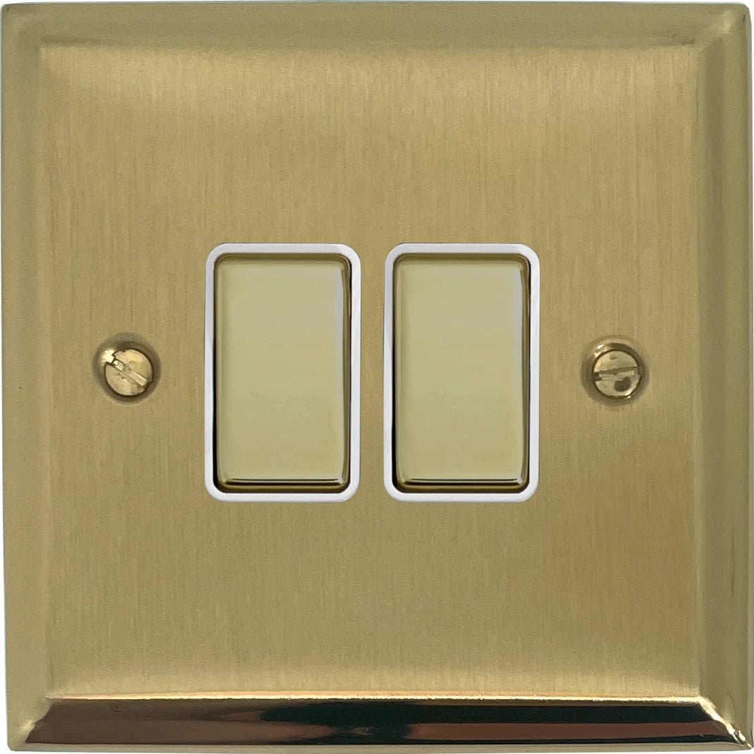 Deco Satin Brass 2 Gang Switch