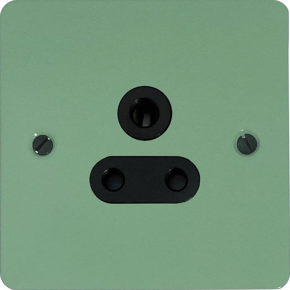 Flat Sage Green 5 Amp Socket (Black Insert)