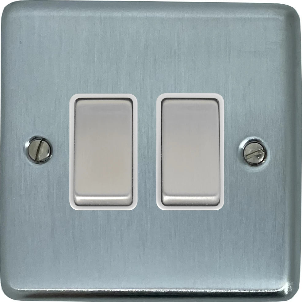 Contour Satin Chrome 2 Gang 2 Way Switch
