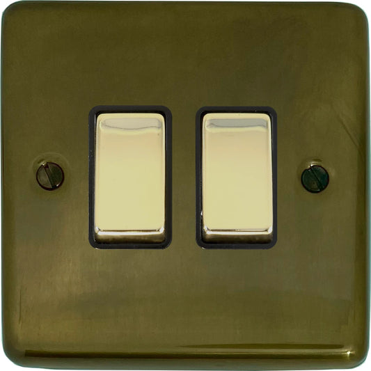 Contour Medium Bronze 2 Gang Switch
