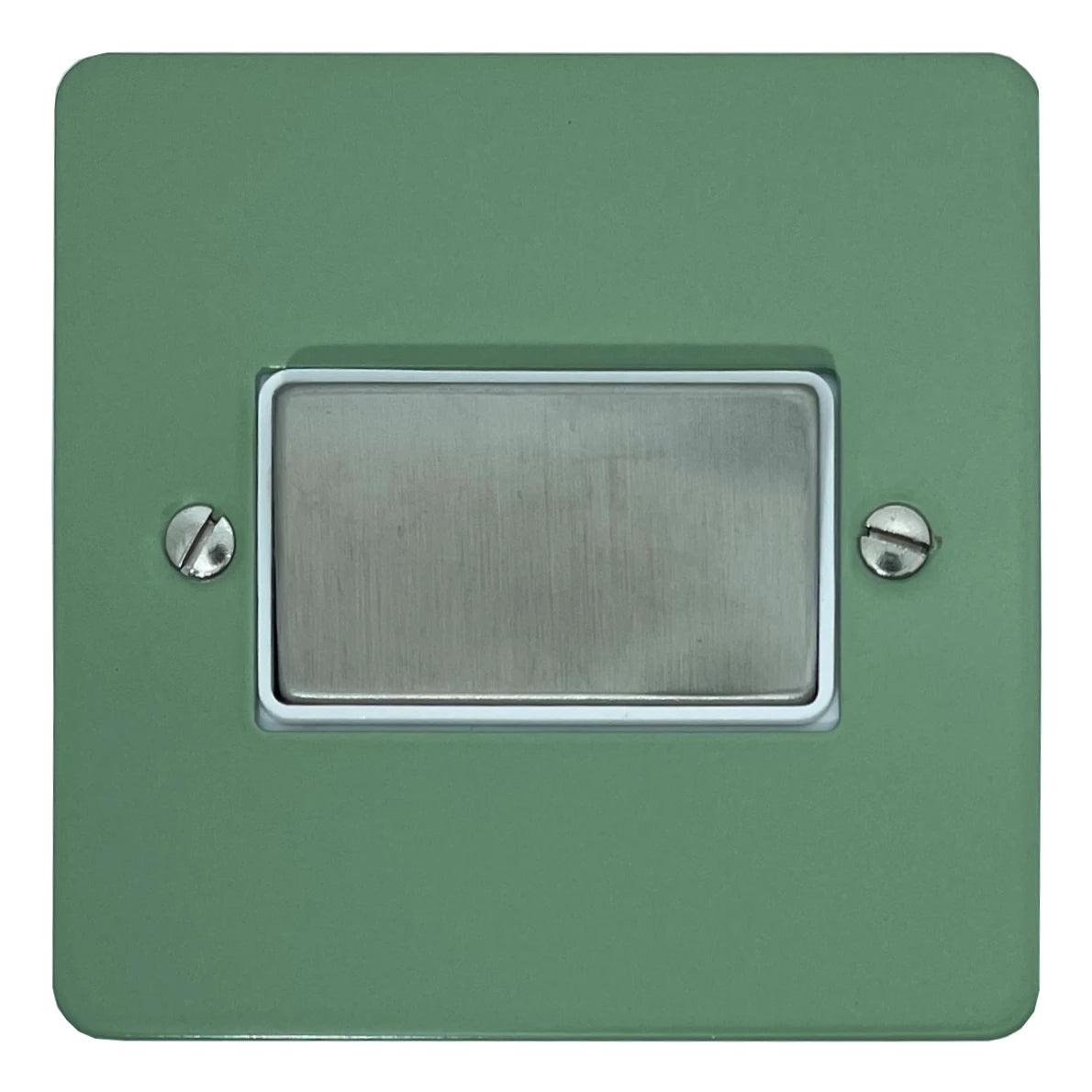 Flat Sage Green Fan Isolator (Satin Chrome Switch/White Insert)
