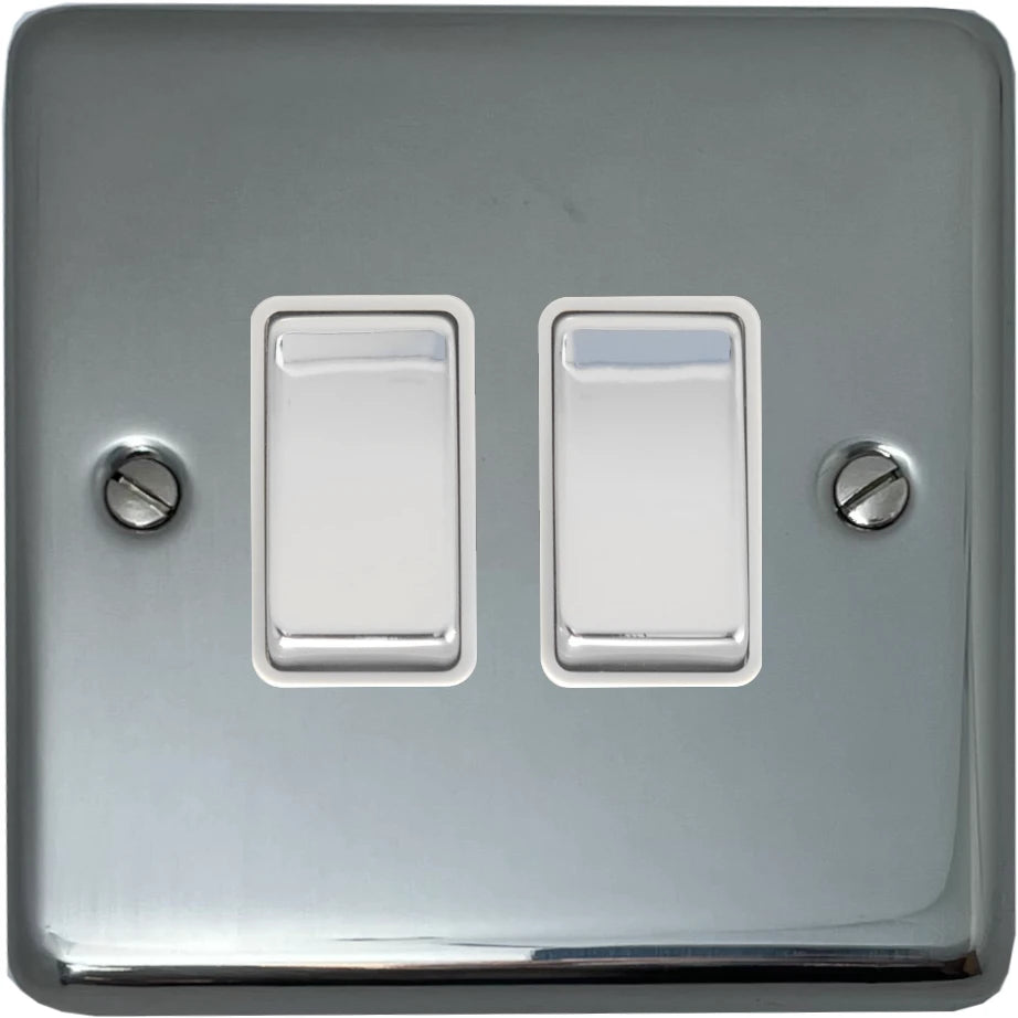 Contour Polished Steel 2 Gang 2 Way Switch