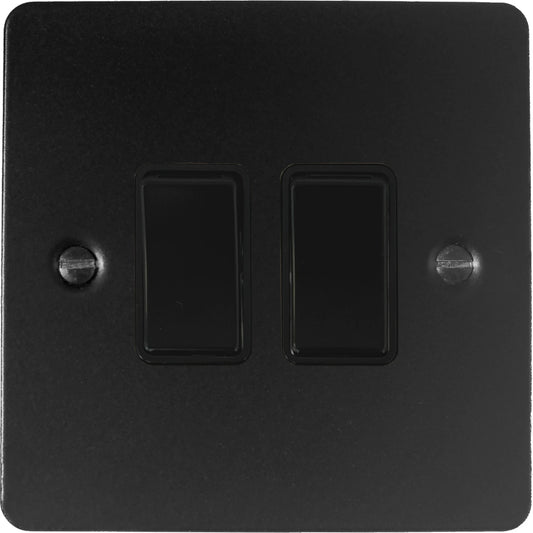Flat Black 2 Gang Switch (Black Switches)