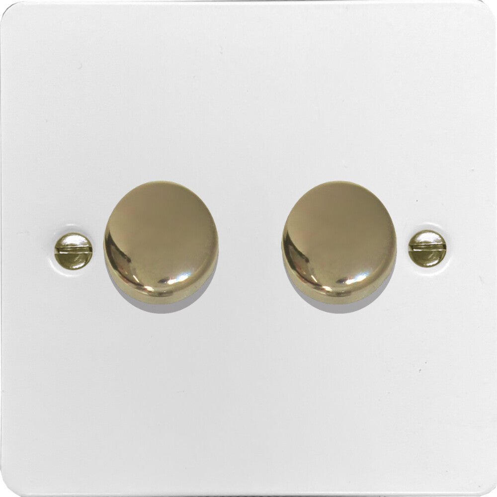 Flat White 2 Gang 120W LED Dimmer