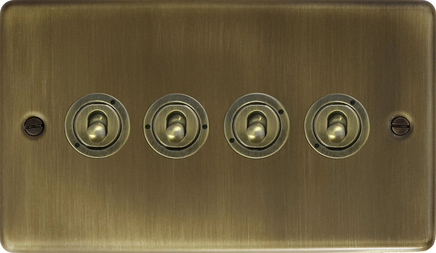 Contour Antique Brass 4 Gang Toggle Switch