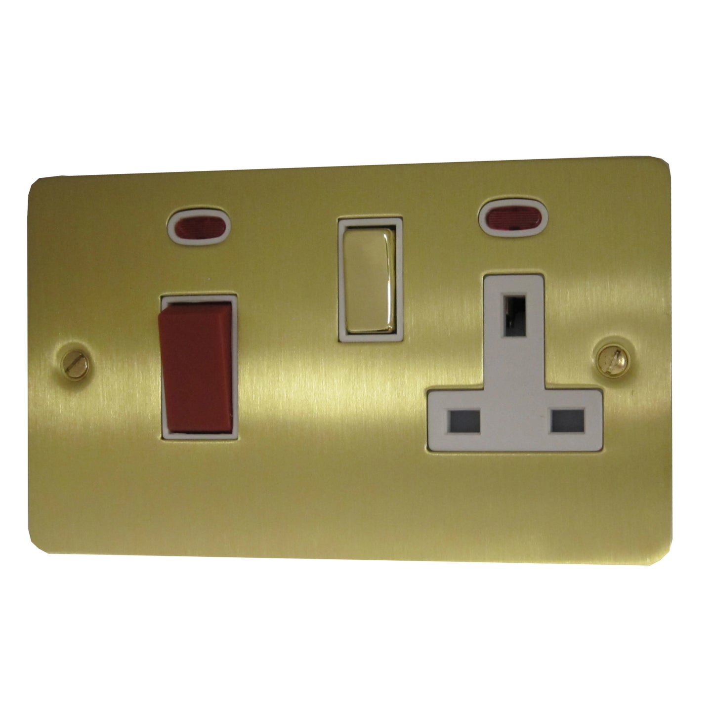 Flat Satin Brass 45A Switch & 13A Socket