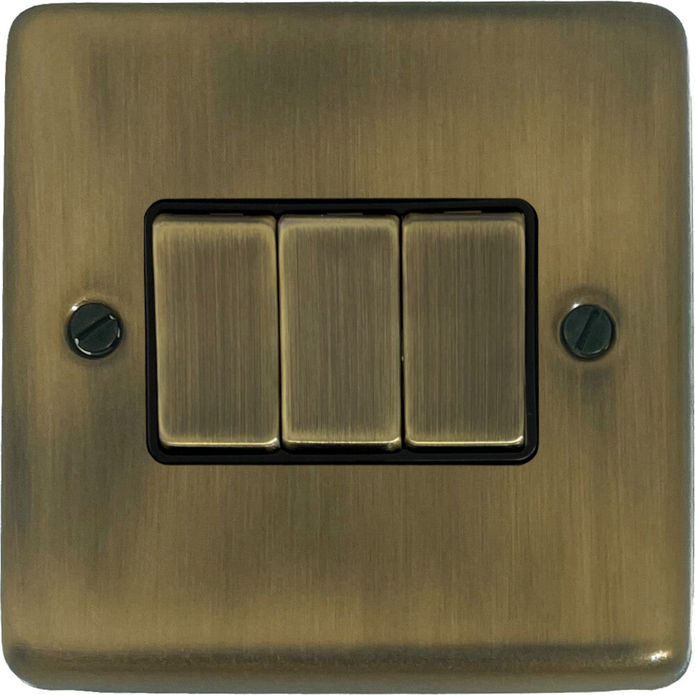 Contour Light Antique Brass 3 Gang 2 Way Switch
