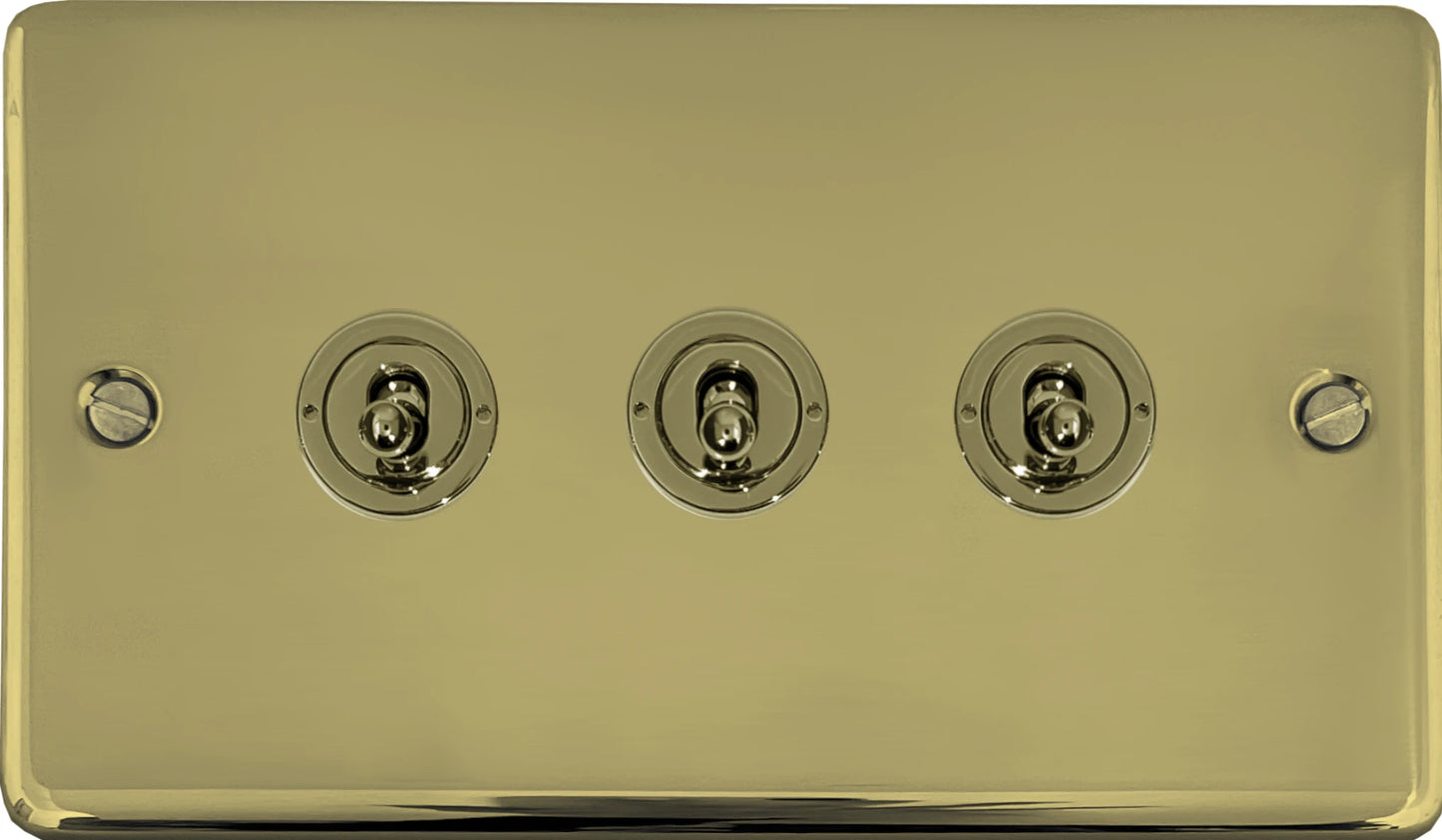 Contour Polished Brass 3 Gang Toggle Switch