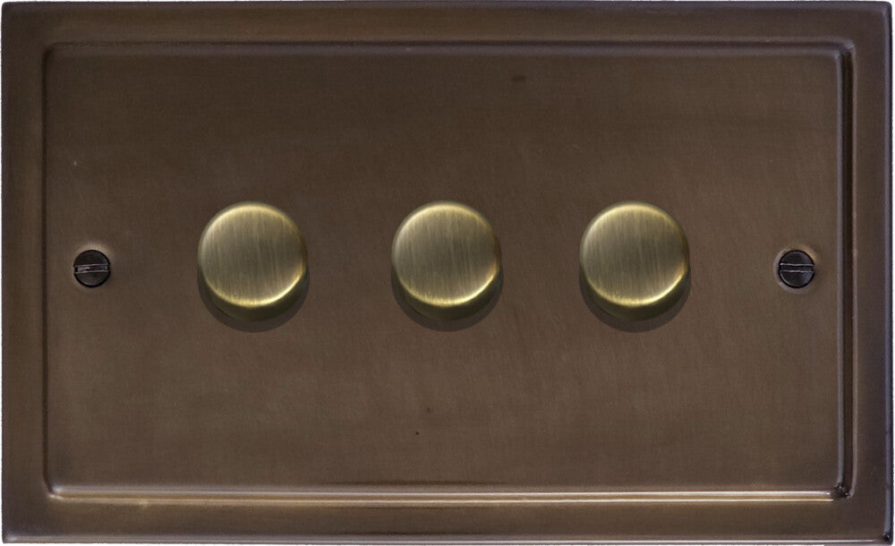 Victorian Medium Bronze 3 Gang LED Dimmer