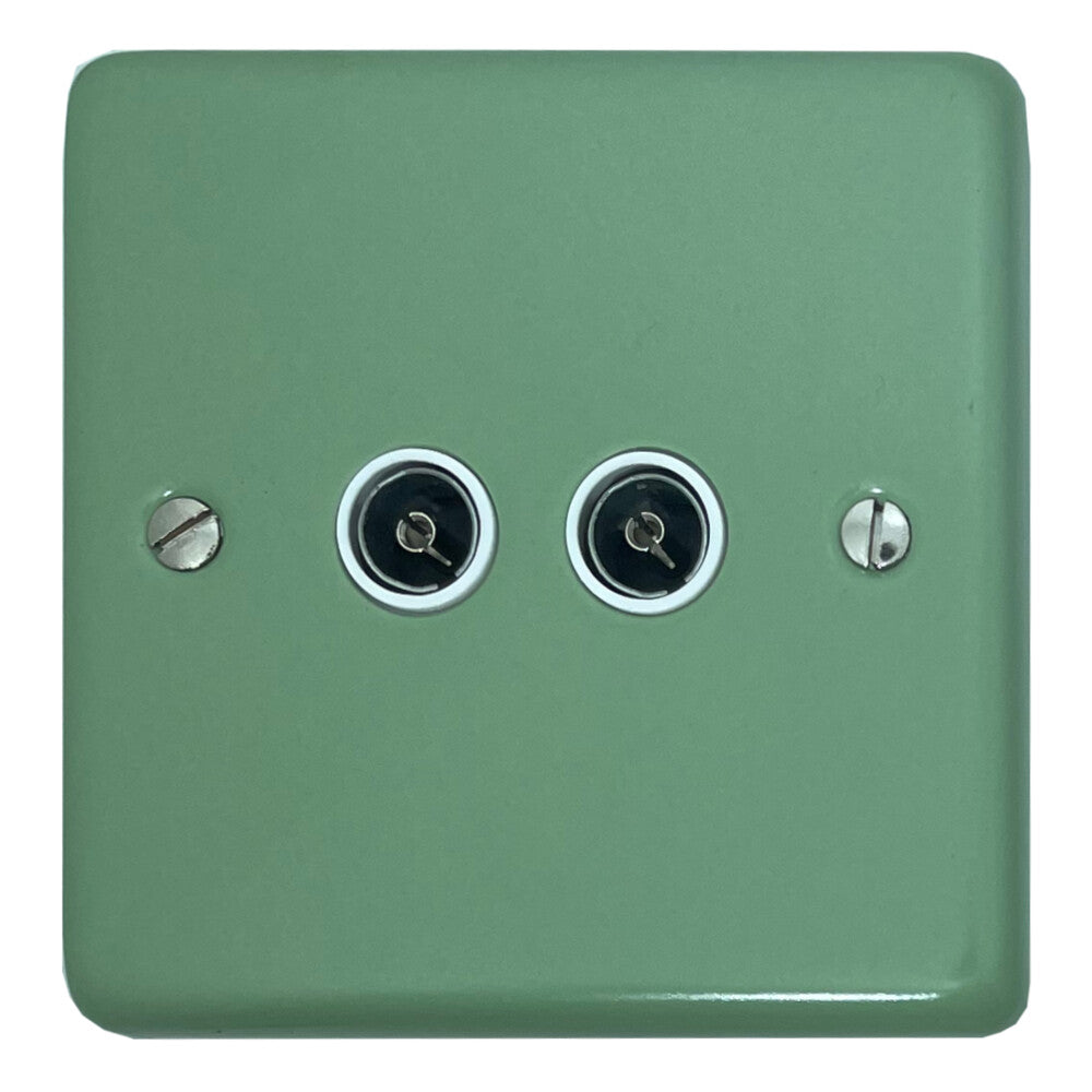 Classic Sage Green 2 Gang TV Socket (White Insert)