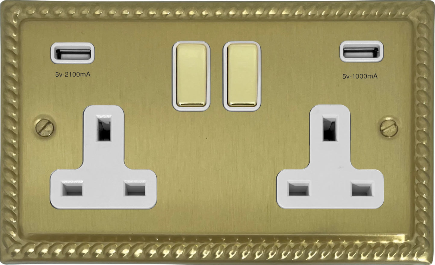 Monarch Satin Brass 2 Gang Socket C/W Usb Ports
