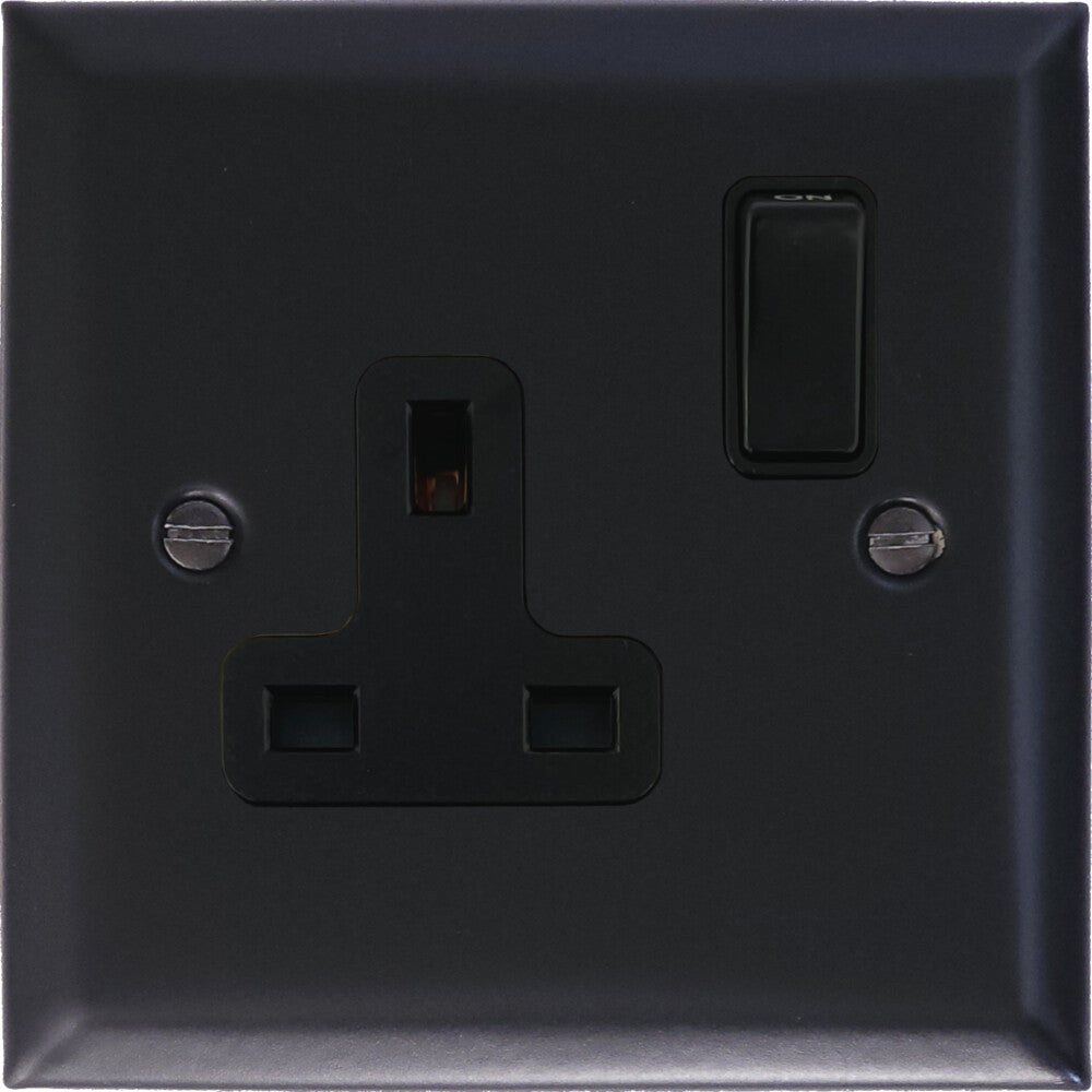 Spectrum Flat Black 1 Gang Socket