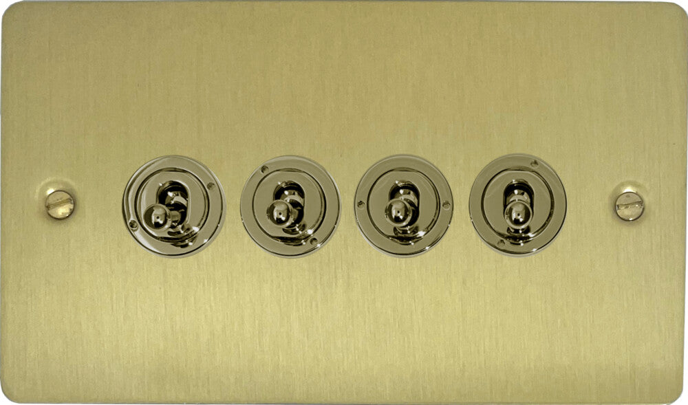 Flat Satin Brass 4 Gang Toggle