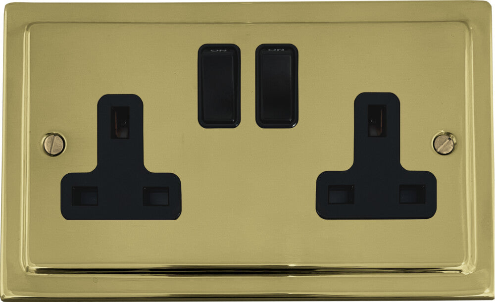 Victorian Polished Brass 2 Gang Socket