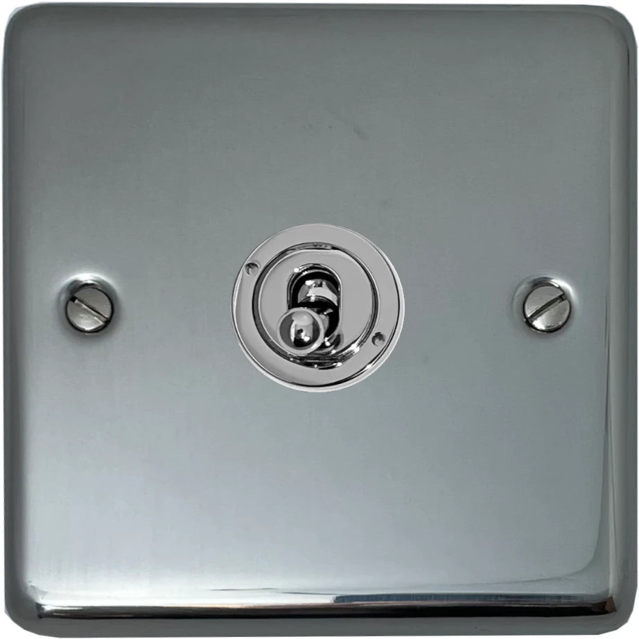 Contour Polished Steel 1 Gang Toggle (Polished Chrome Toggle)