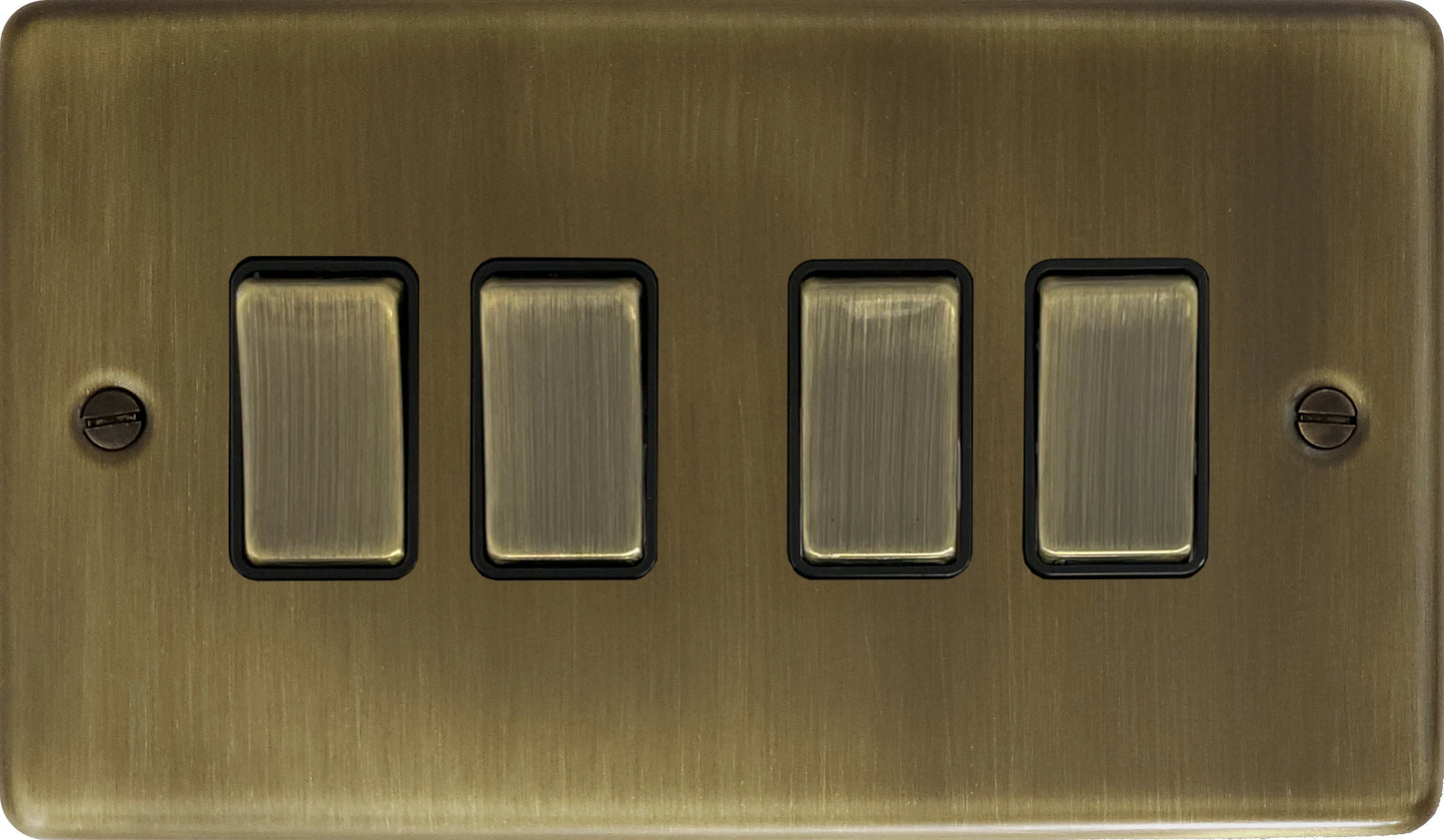 Contour Antique Brass 4 Gang Switch (Brass Switches)