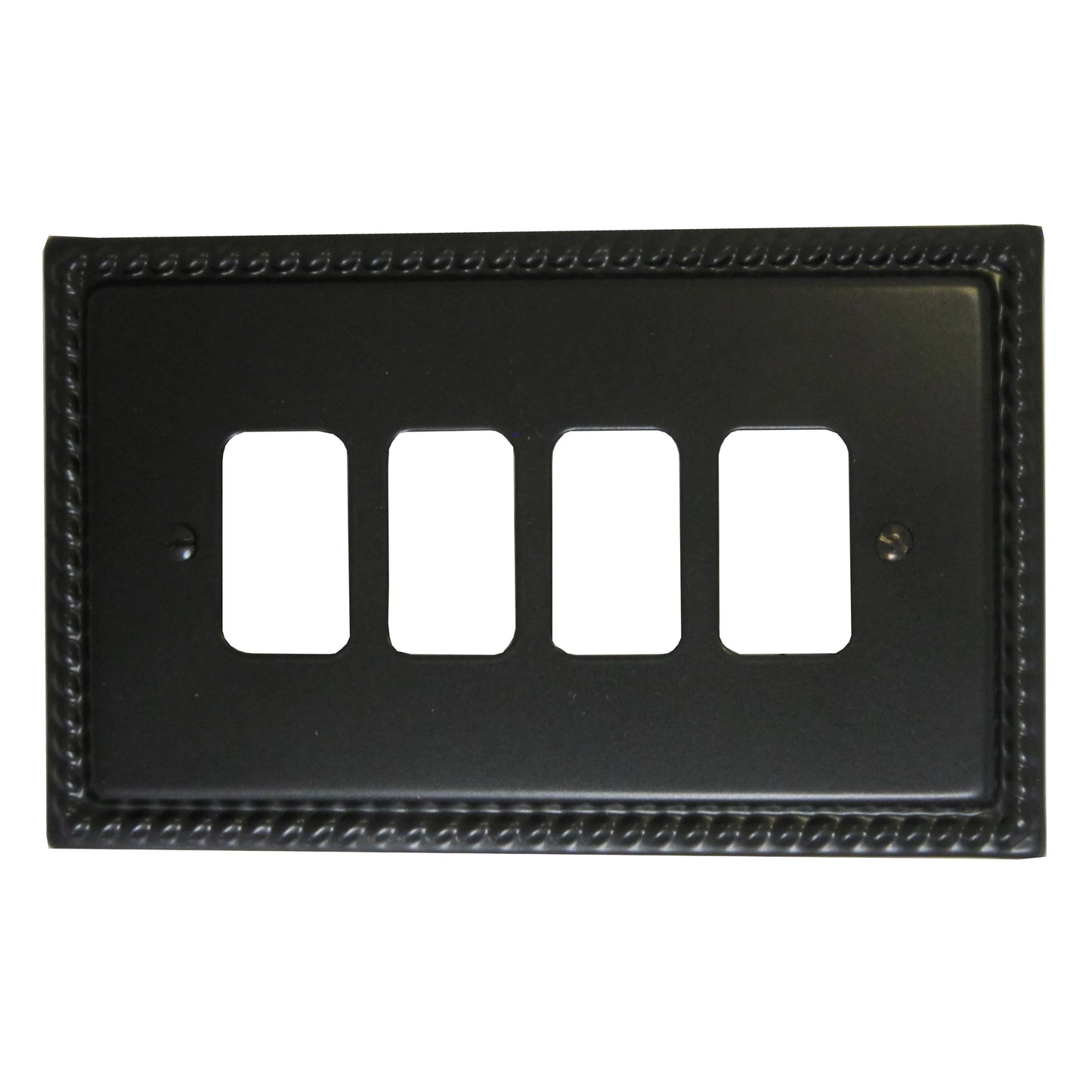 Georgian Flat Black 4 Gang Grid Plate