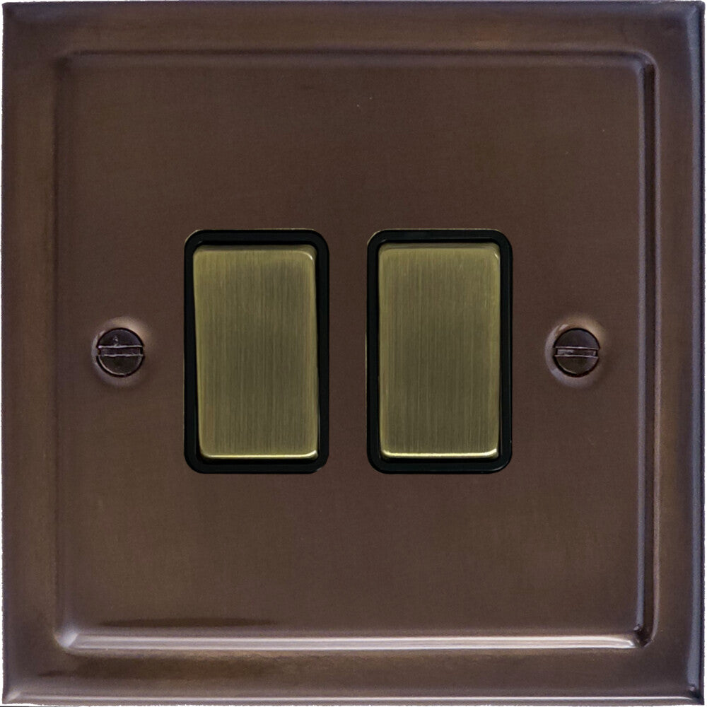 Victorian Medium Bronze 2 Gang Switch
