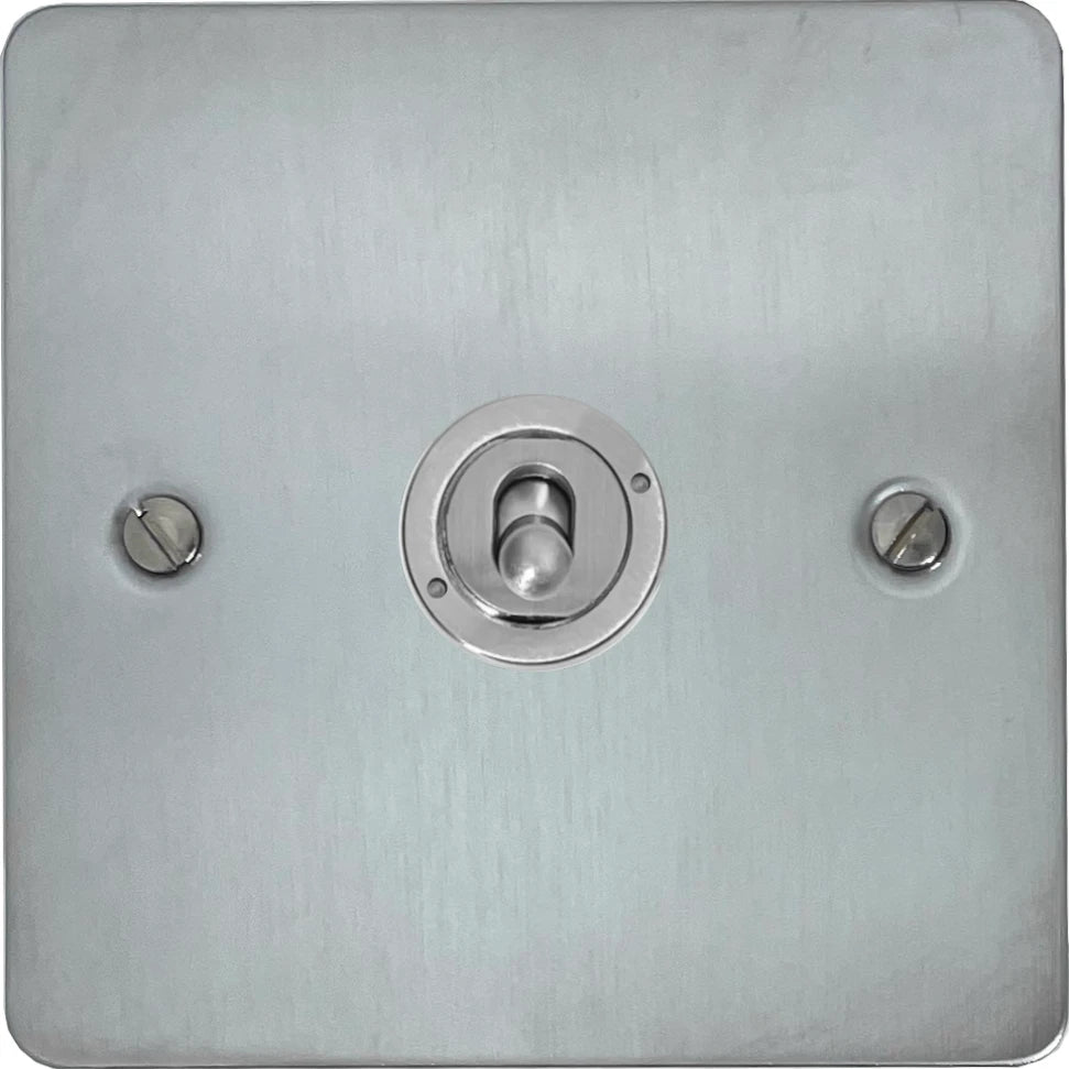 Flat Satin Chrome 1 Gang Toggle (Brushed Steel Toggle)