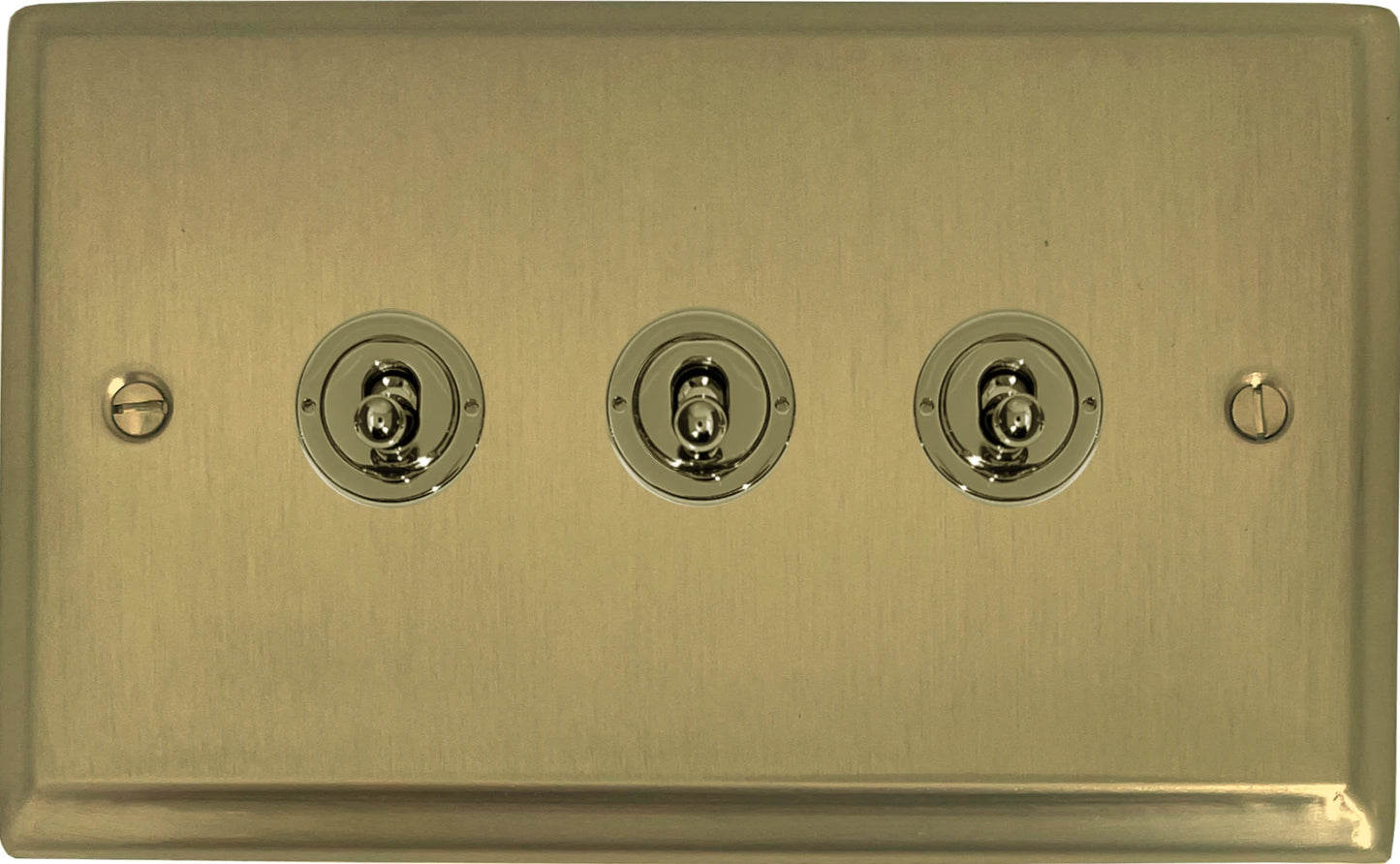Deco Satin Brass 3 Gang Toggle (Polished Brass Toggle)