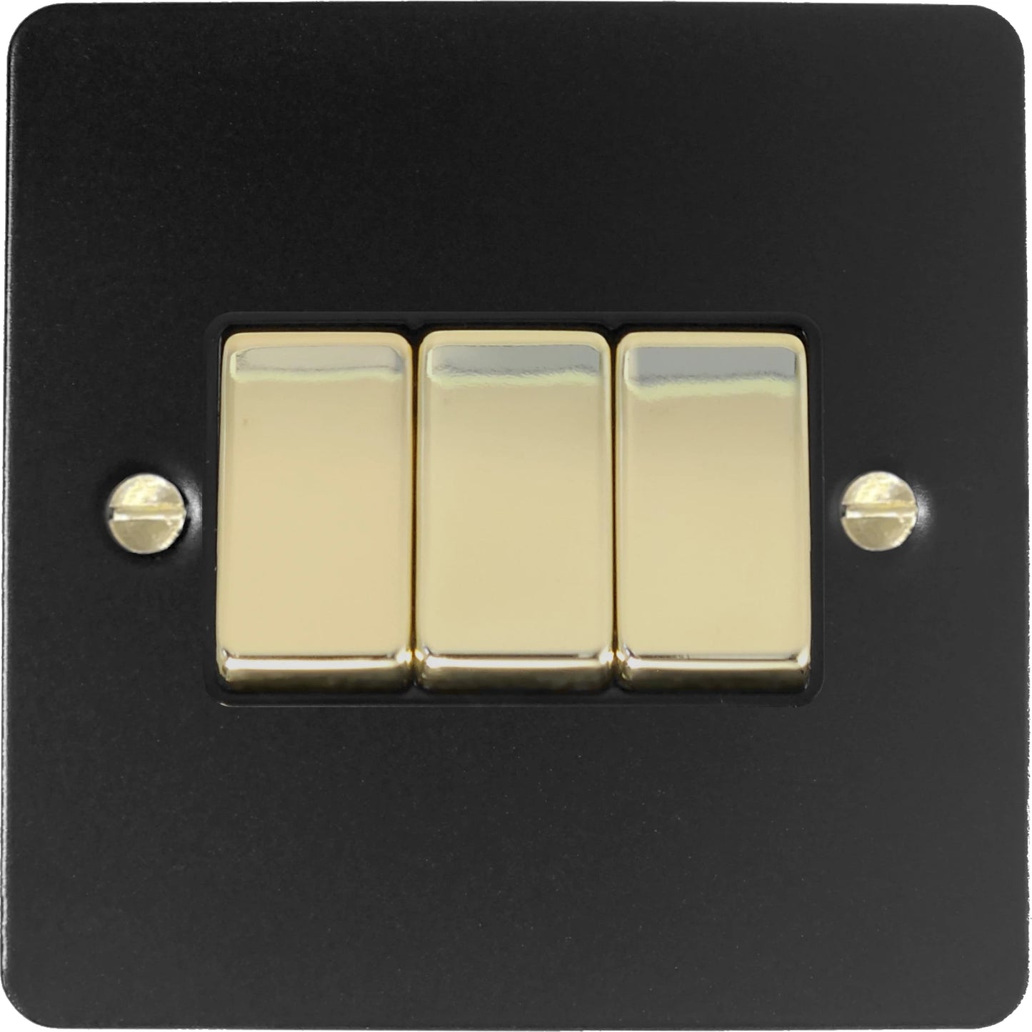 Flat Black 3 Gang Switch (Brass Switches)