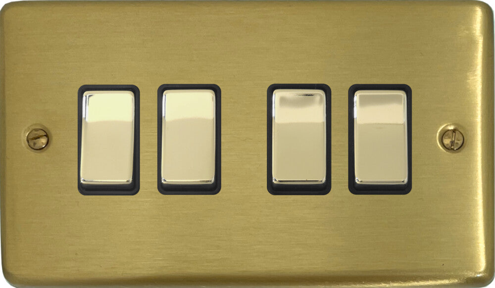 Contour Satin Brass 4 Gang Switch