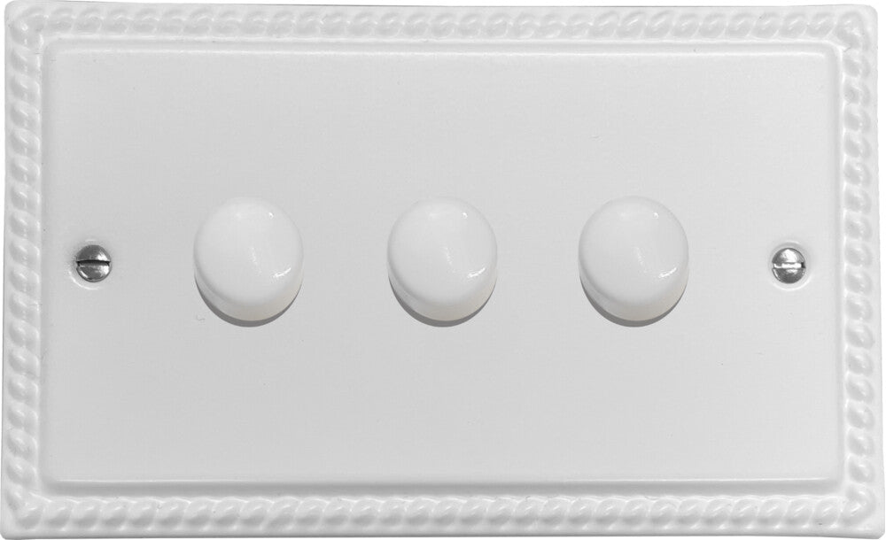 Georgian Flat White 3 Gang Dimmer LED