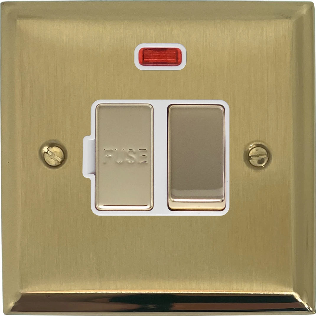 Deco Satin Brass Switch Fused Spur & Neon