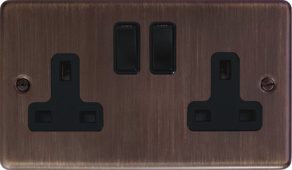 Contour Antique Copper 2 Gang Socket