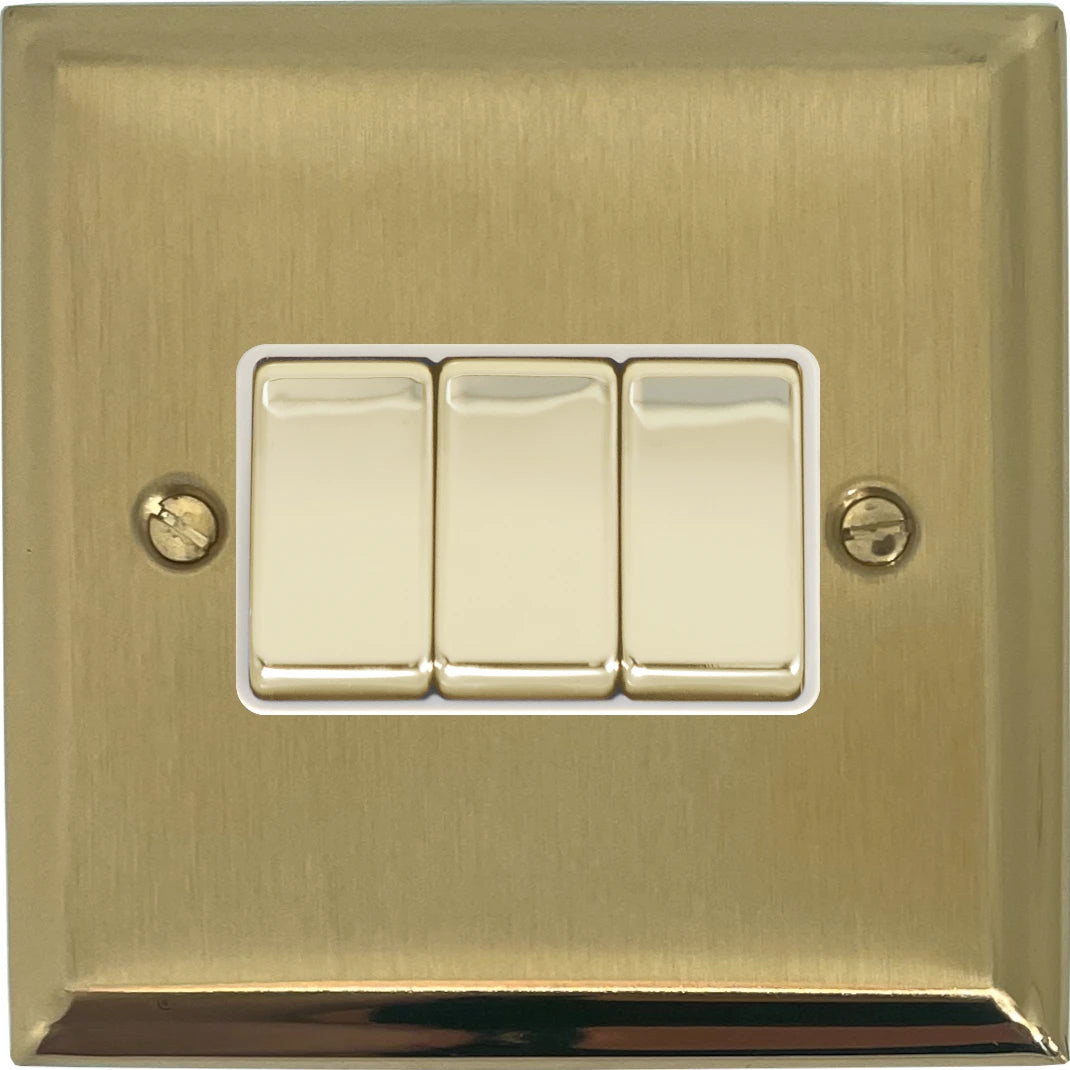 Deco Satin Brass 3 Gang Switch