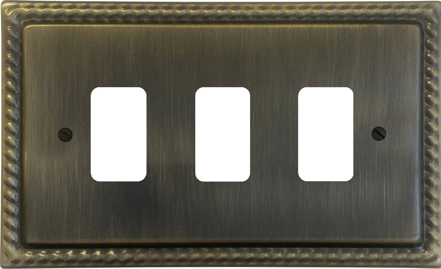 Georgian Antique Brass 3 Gang Grid Plate