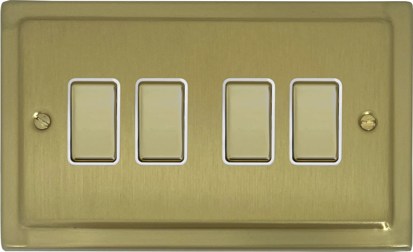 Victorian Satin Brass 4 Gang Switch