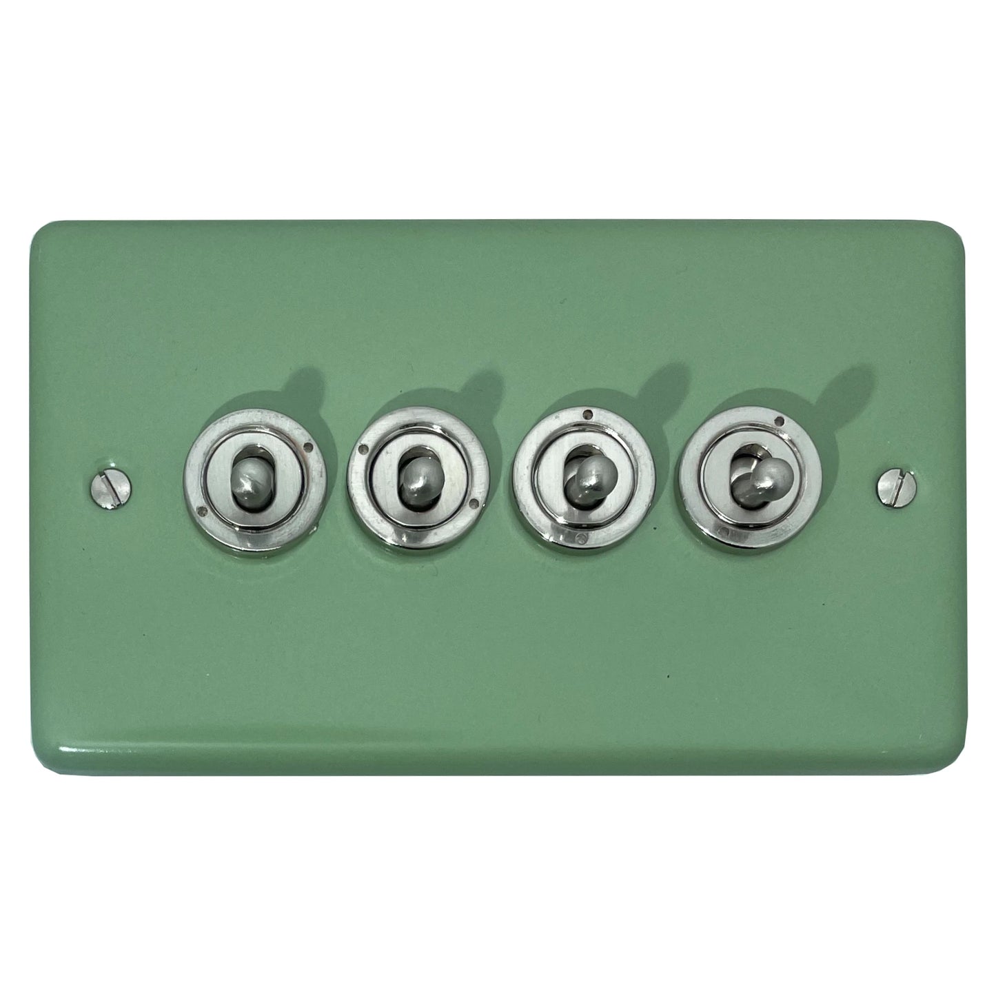 Classic Sage Green 4 Gang Toggle (Brushed Steel Toggle)
