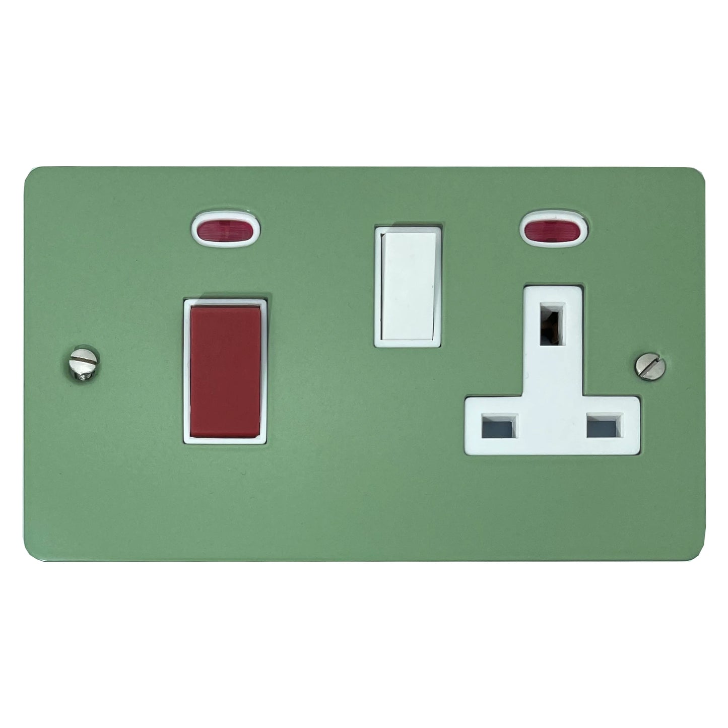 Flat Sage Green 45 Amp Cooker Switch and Socket (White Switch)