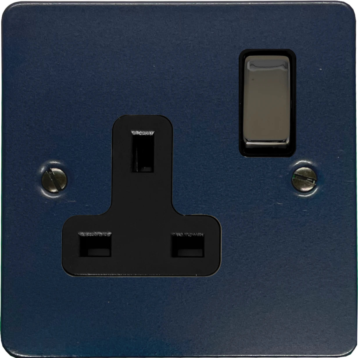 Flat Blue 1 Gang Socket (Black Nickel Switch/Black Insert)