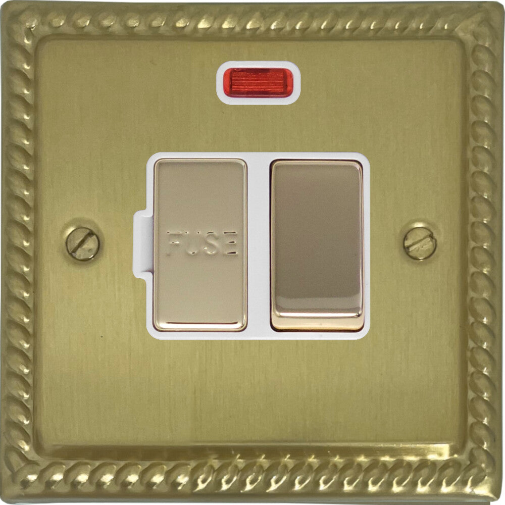 Georgian Satin Brass Switch Fused Spur & Neon