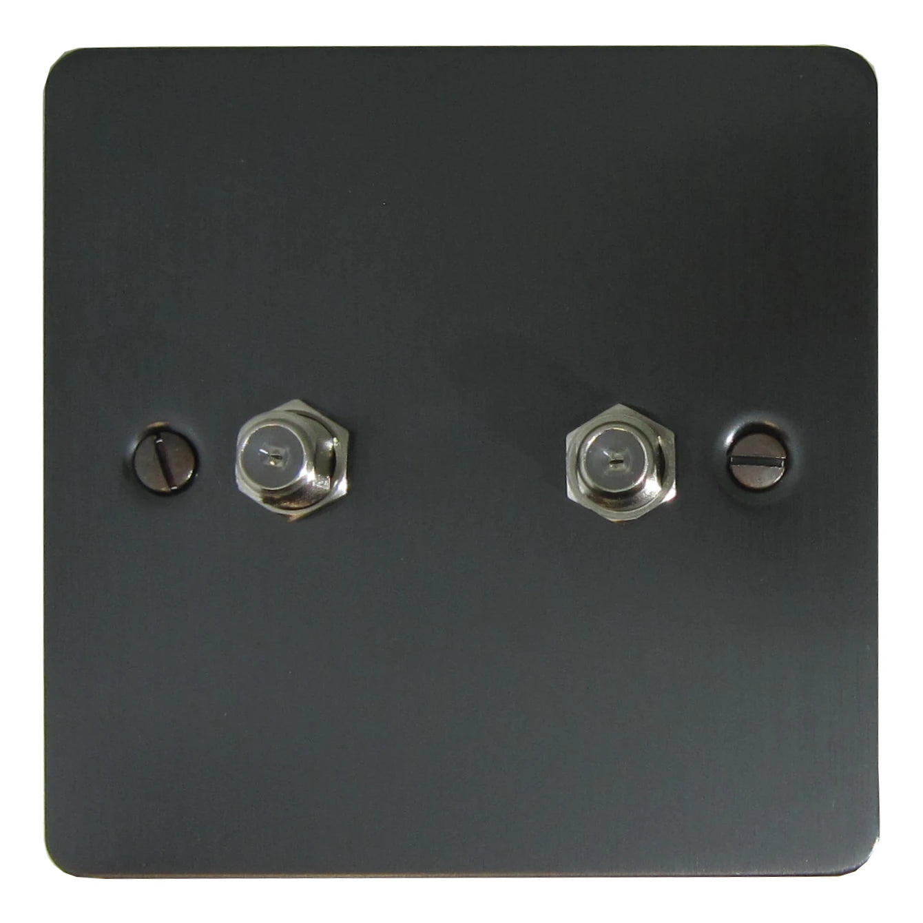 Flat Black Bronze 2 Gang Sat Point