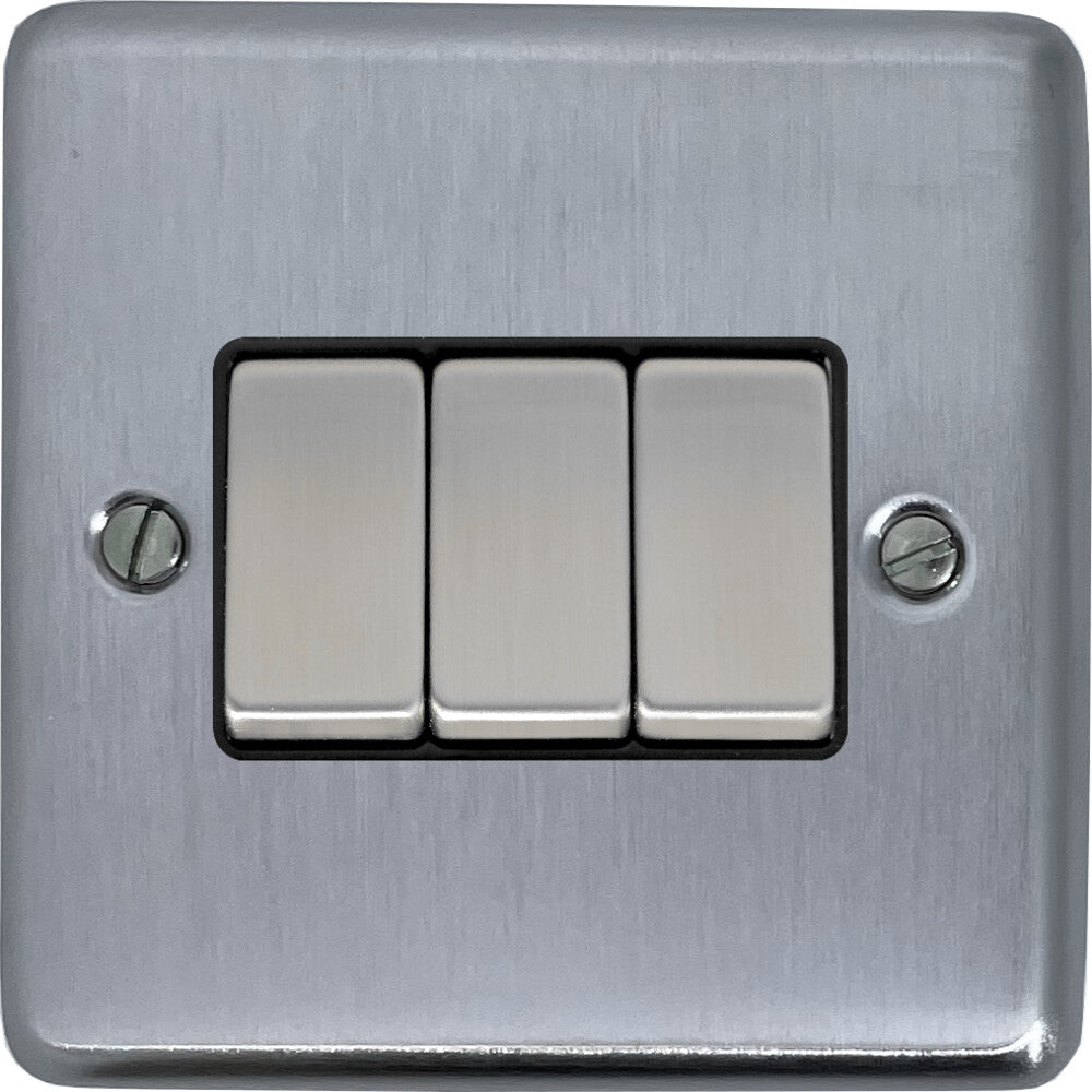 Contour Satin Chrome 3 Gang 2 Way Switch