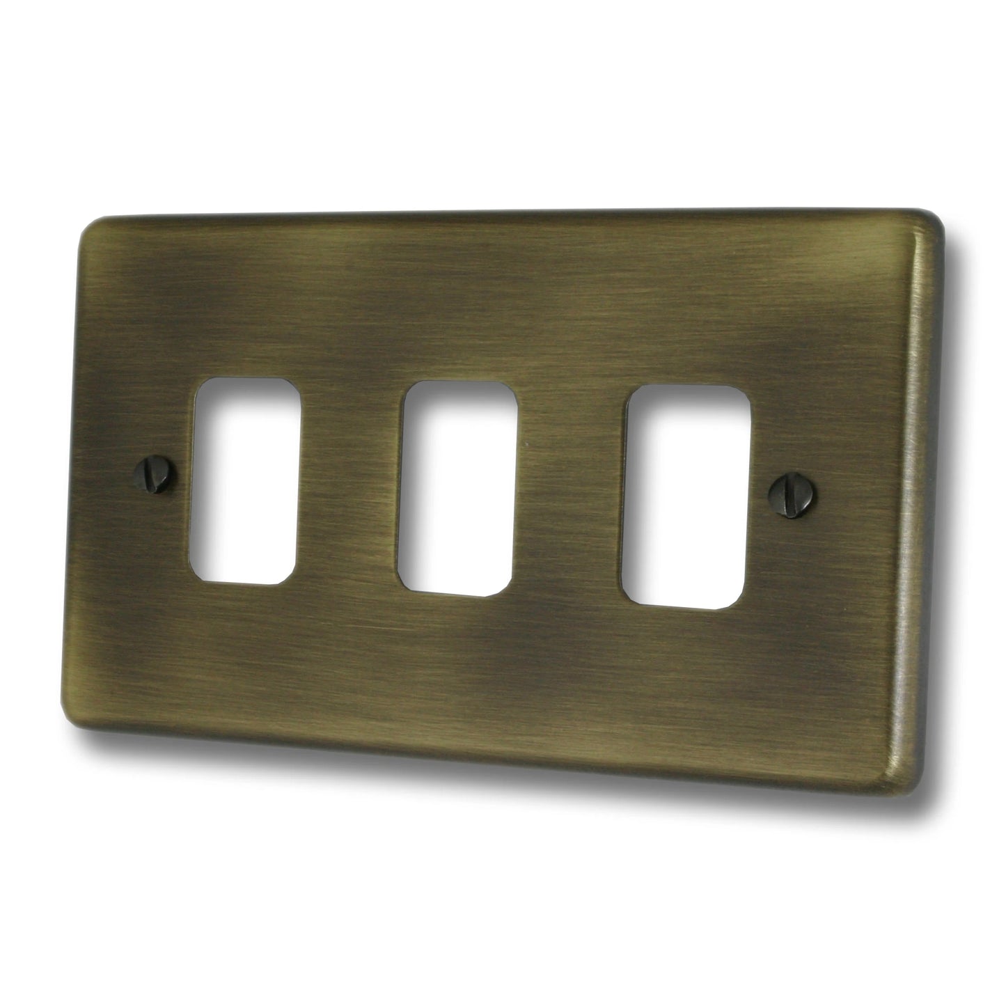 Contour Antique Brass 3 Gang Grid Plate