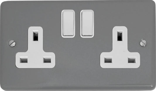Contour Light Grey 2 Gang Switched Socket