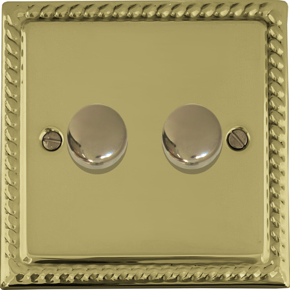 Georgian Polished Brass 2 Gang 120W LED Dimmer