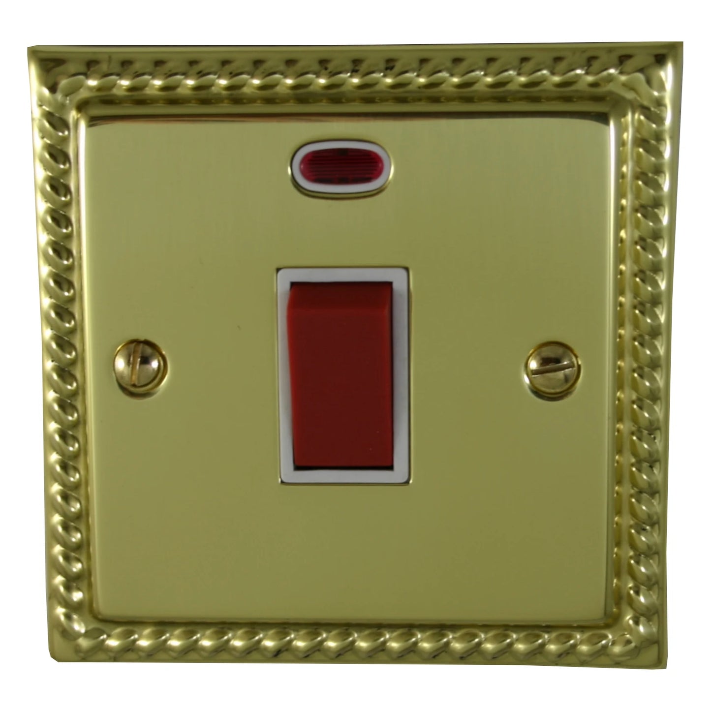Georgian Polished Brass 45 Amp Dp Switch & Neon