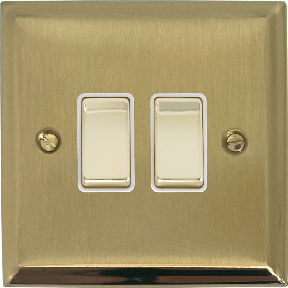 Deco Satin Brass 2 Gang Switch