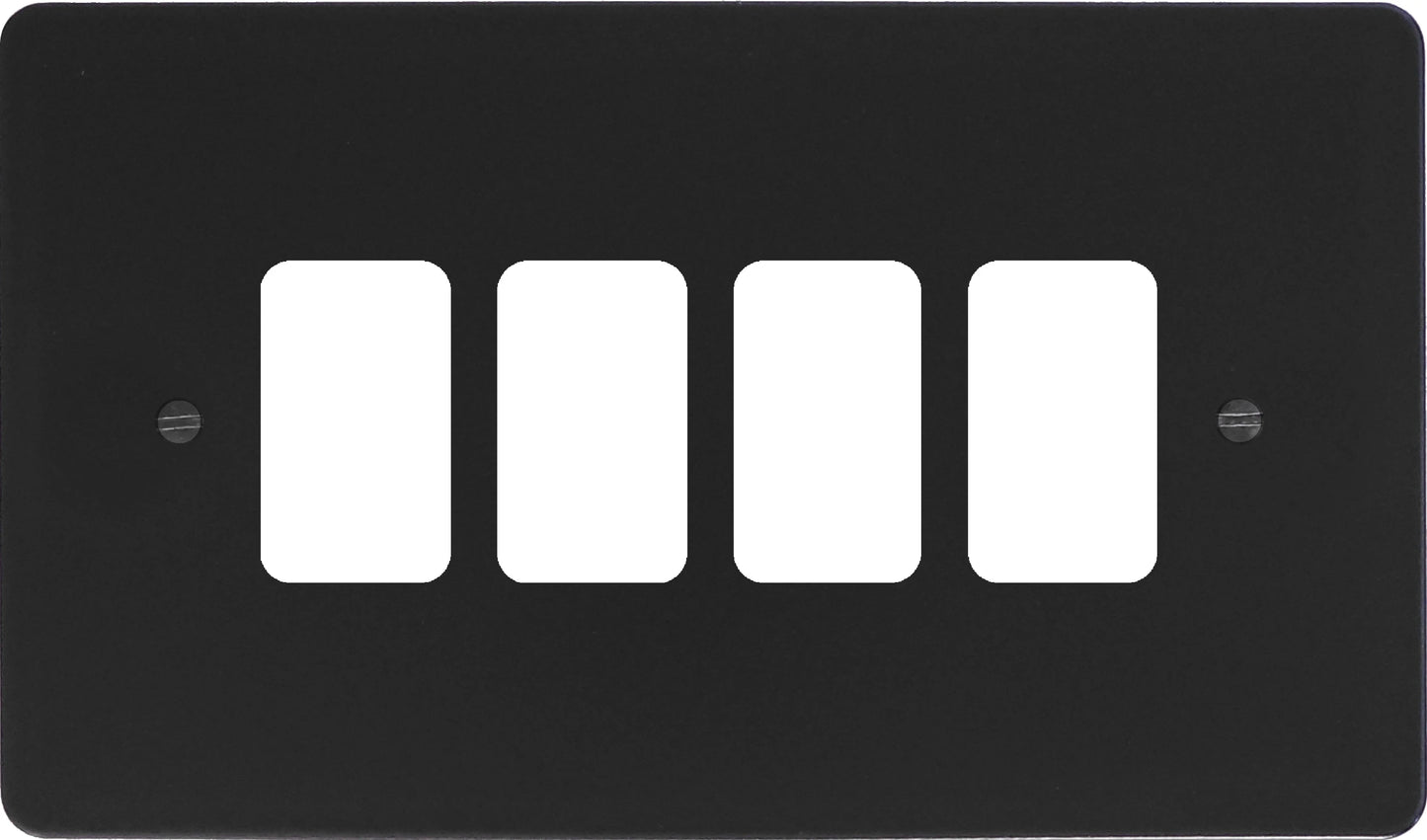 Flat Black 4 Gang Grid Plate