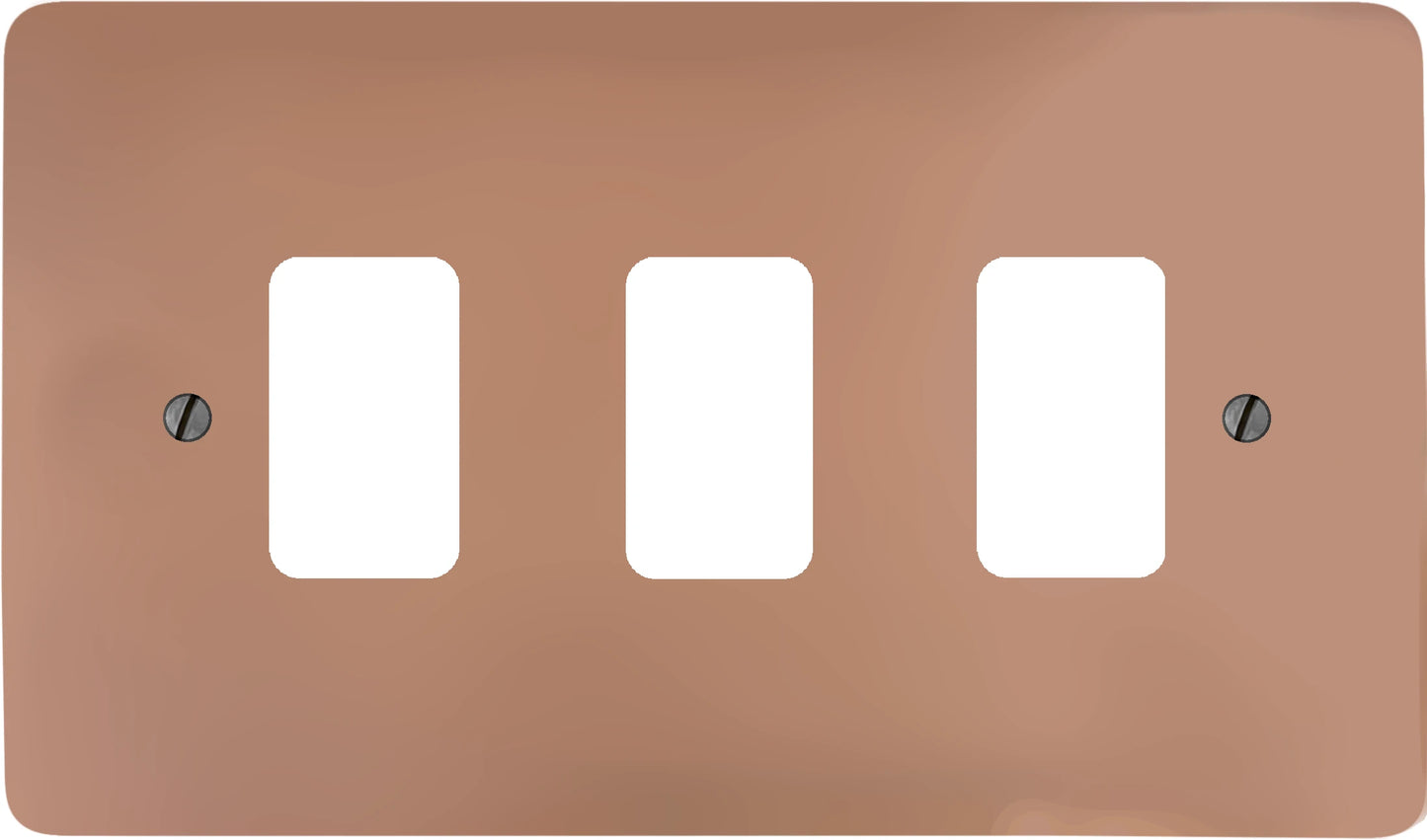 Flat Bright Copper 3 Gang Grid Plate