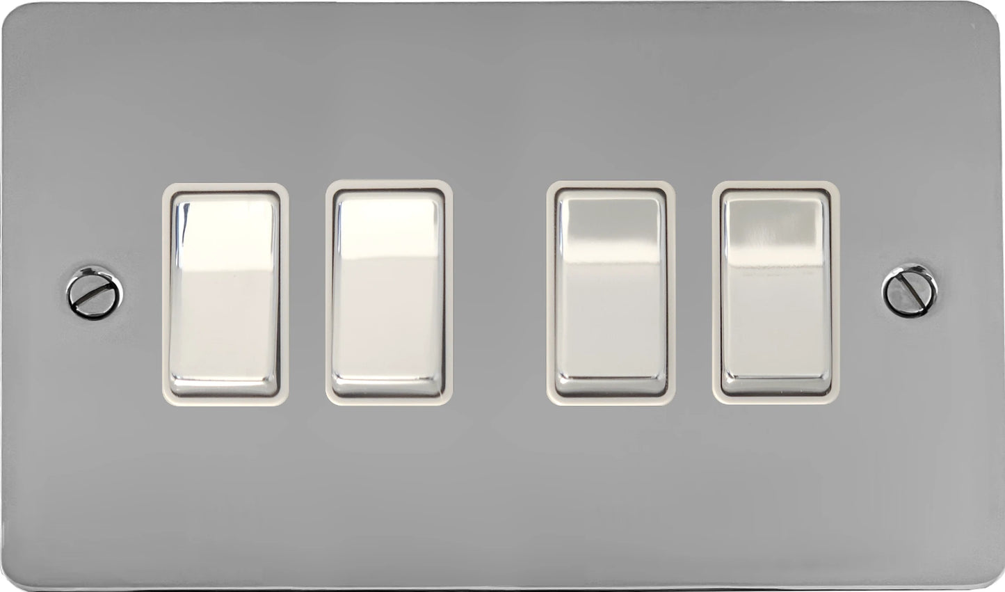 Flat Polished Chrome 4 Gang 2 Way Switch