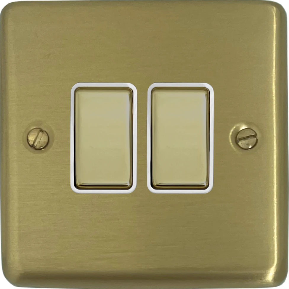 Contour Satin Brass 2 Gang Switch