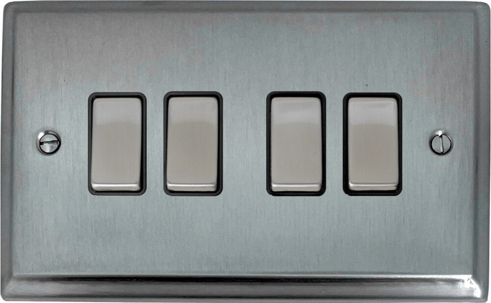 Deco Satin Chrome 4 Gang 2 Way Switch