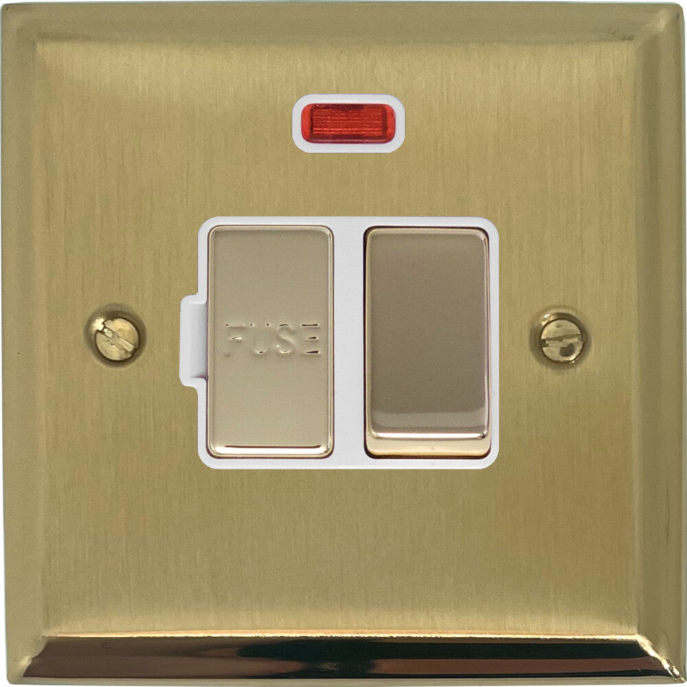 Deco Satin Brass Switch Fused Spur & Neon