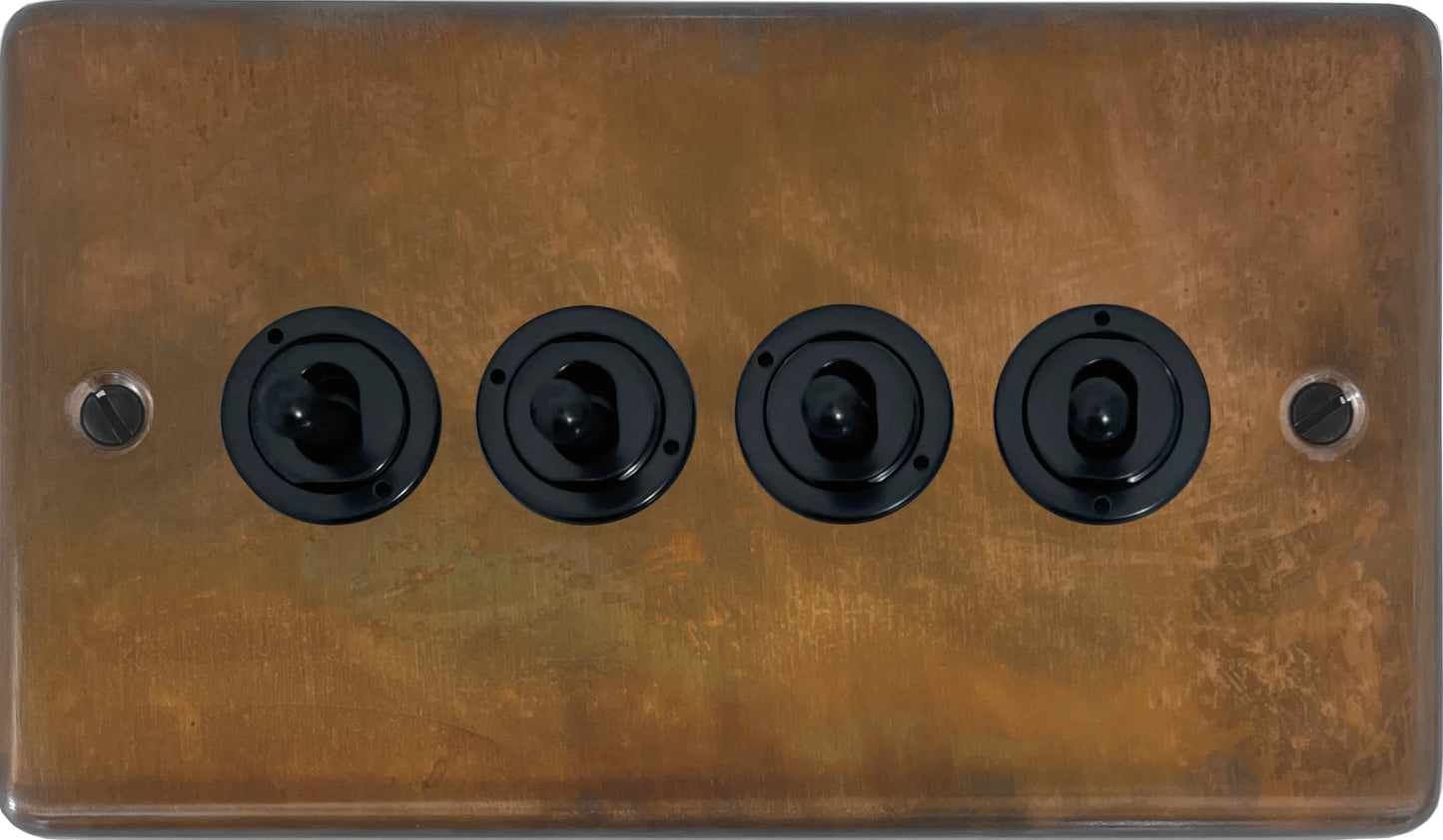 Contour Tarnished Copper 4 Gang Toggle (Flat Black Toggle)